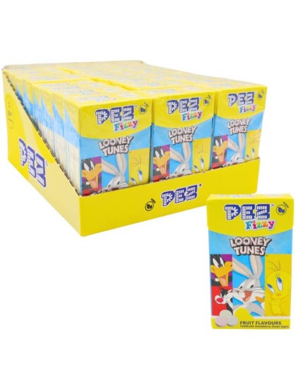 24 stk Pez Fizzy Looney Tunes Flip Top Box   Hel Eske 0.72 kg