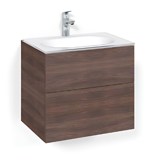 Macro Design Crown Plain/push-open Servantskap 2-skuff - med Glasservant Brun ask / 60cm Glass Edge Hvit Macro Design Crown Plain/push-open Servantskap 2-skuff - med Glasservant Brun ask / 60cm Glass Edge Hvit
