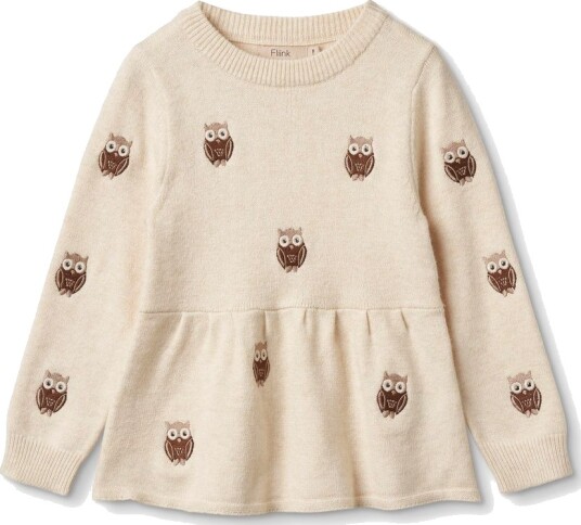 Fliink Alon Owl Blouse Knit Sandshell (116 / 6 år)