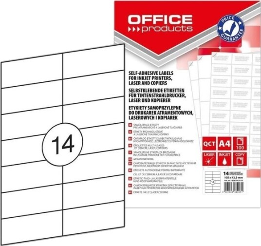 Office Products Etiketter A4 105X42,3 Mm Hvite 100