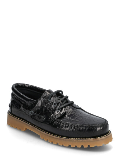 Garment Project Ollie Boat Shoe Black Croco Leath Black 46