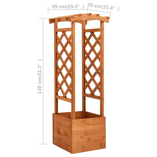 vidaXL Blomsterkasse med espalier og bue 49x39x130 cm gran