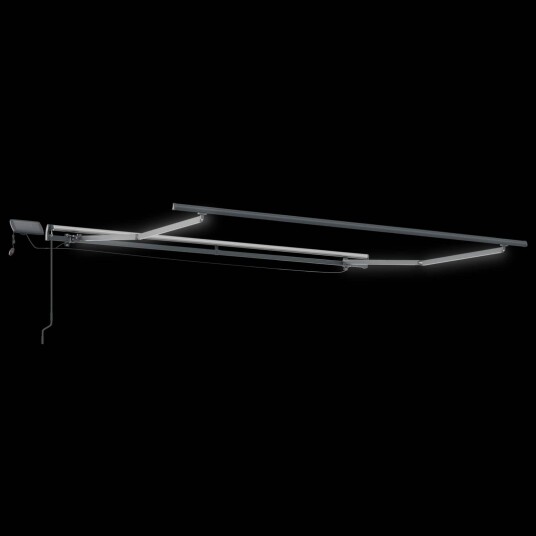 Manuell Uttrekkbar Markise med LED Hvit 300x250 cm  Markise Erstatningsstoff for 3x2.5 m Ramme Hvit