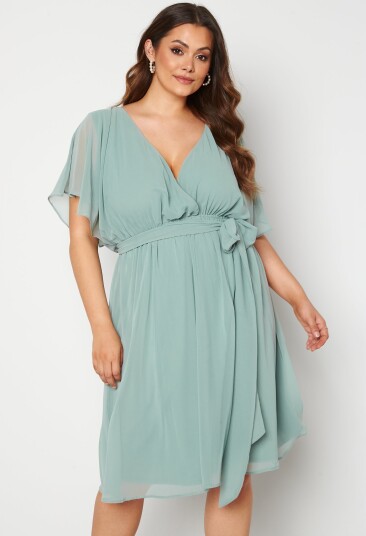 Goddiva Curve Flutter Sleeve Chiffon Midi Dress