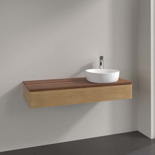 Villeroy & Boch Antao Servantskap med 1 skuff 120x50x19 cm m/lys Eik/Valnøtt Villeroy & Boch Antao Servantskap med 1 skuff 120x50x19 cm m/lys Eik/Valnøtt