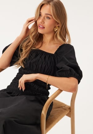 BUBBLEROOM Square Neck Smock Top Black M