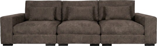 Dubai 3 seters sofa ekstra dyp i Chenille Mørkebrun