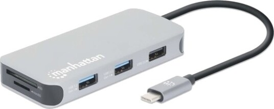Manhattan 130615 Koblet Med Ledninger Ikke Trådløs Usb 3.2 Gen 1 3.1 Gen 1 Type-C 100 W 10,100,1000 Mbit/S Aluminium Microsd Transflash