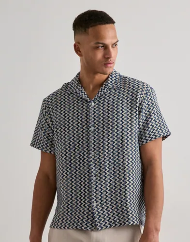Jack & Jones Jormontauk Crochet Shirt Ss SA26 Ln Blå Jack & Jones Jormontauk Crochet Shirt Ss SA26 Ln Blå
