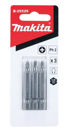 Makita - Spiss For Skrutrekker - 3 Deler - Phillips - Ph2 - Heksagonal - Lengde: 50 Mm - For Makita Dhp482rtj