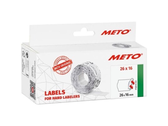 Etiket Meto 26x16mm hvid permanent 1000stk/rul 6rul/pak