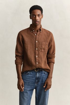 GANT Reg Gmnt Dyed Linen Shirt Brown M
