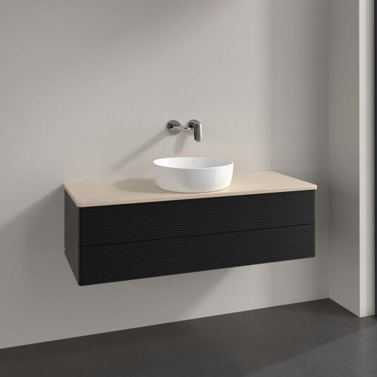 Villeroy & Boch Antao Servantskap med 2 skuffer 120x50x36 cm m/lys Sort Matt/Crème