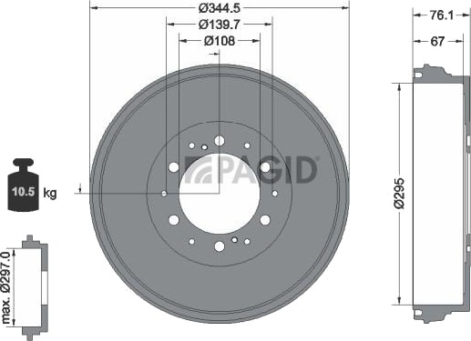 Bremsetrommel PAGID 61391N