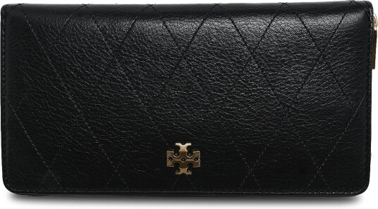 Tory Burch Charlie Quilted Zip Continental Wallet Black ONE SIZE Tory Burch Charlie Quilted Zip Continental Wallet Black ONE SIZE