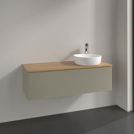 Villeroy & Boch Antao Servantskap med 1 skuff 120x50x36 cm u/lys Steingrå/Eik Villeroy & Boch Antao Servantskap med 1 skuff 120x50x36 cm u/lys Steingrå/Eik