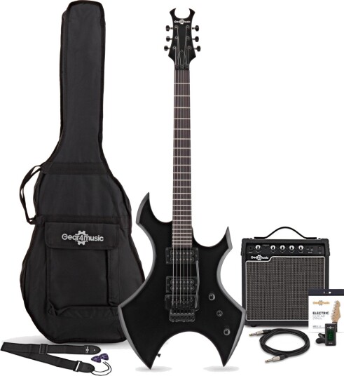 Gear4Music Harlem X Elektrisk Gitar med 15 W Forsterkerpakke Svart