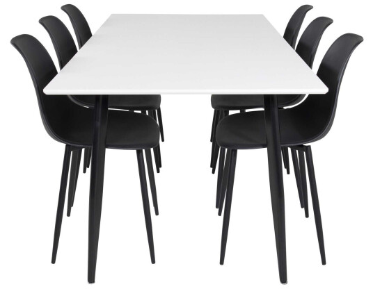 Venture Design Polar & Polar spisegruppe Hvit/svart 6 st stoler & bord 180 x 90 cm