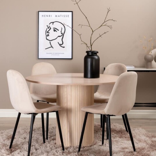 Venture Home Spisegruppe Venture Home Bianca Rund Benhvit med 4 Pobbie Stoler GR22287
