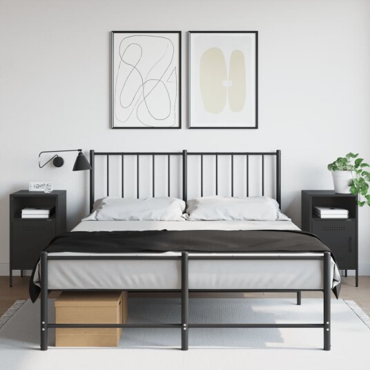  Nattbord 2 stk svart 36x39x68 cm kaldvalset stål 843067
