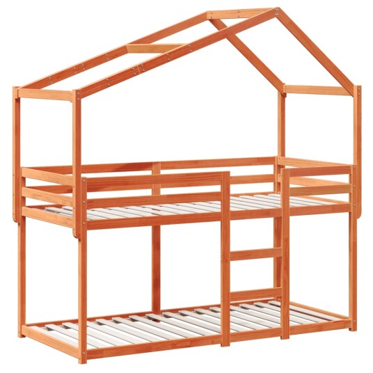 Køyeseng med tak voksbrun 90x190 cm heltre furu 8721102669446 Køyeseng med tak voksbrun 90x190 cm heltre furu 8721102669446