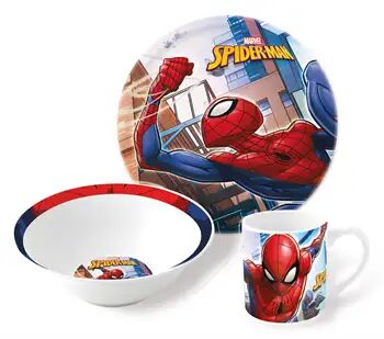 Licens Spiderman barneservise i keramikk - Spisesett i 3 deler til barn - Spiderman