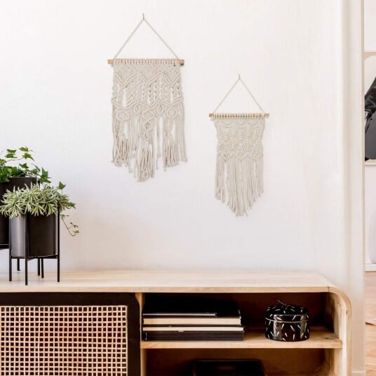Sett med 2 Macramé veggtepper