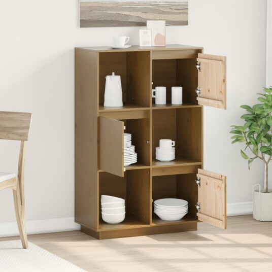 vidaXL Highboard honningbrun 74x35x117 cm heltre furu vidaXL Highboard honningbrun 74x35x117 cm heltre furu