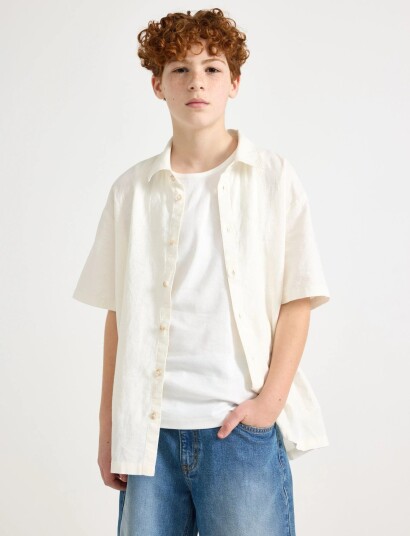 Lindex Shirt In Linen Blend Cream 158/164 Lindex Shirt In Linen Blend Cream 158/164