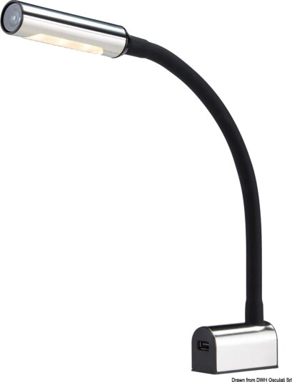 Leddet LED leselampe SS + svart silikon