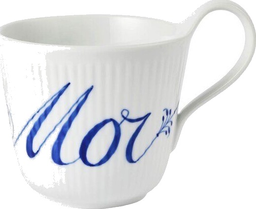 Royal Copenhagen Alphabet Collection krus Mor 33 cl blå/hvit
