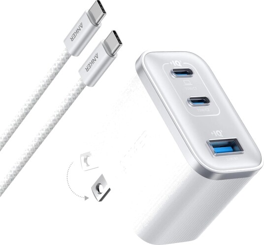 Anker Nano 70W Vegglader med 2x USB-C og 1x USB-A Hvit Anker Nano 70W Vegglader med 2x USB-C og 1x USB-A Hvit
