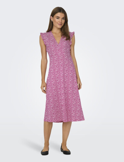 ONLY Onlmay Life S/L Wrap Midi Dress Jrs - Pink - XS