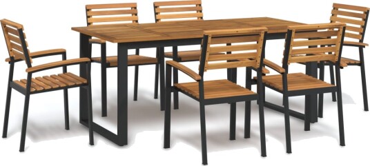 vidaXL Hagespisegruppe 7 deler heltre akasie og metall