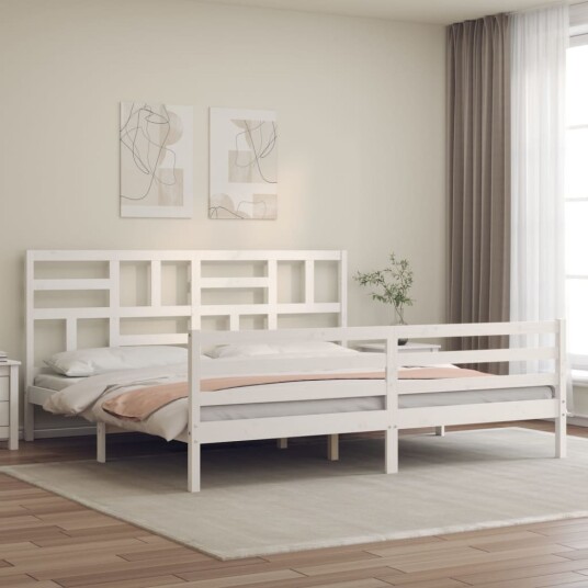 vidaXL Sengeramme med hodegavl hvit 200x200 cm heltre vidaXL Sengeramme med hodegavl hvit 200x200 cm heltre