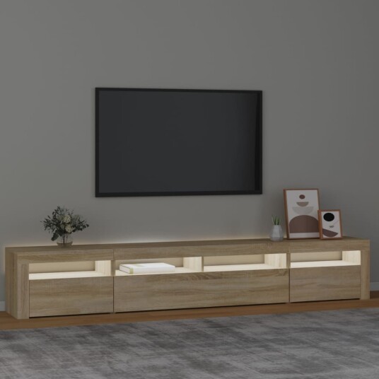 vidaXL TV-benk med LED-lys sonoma eik 240x35x40 cm vidaXL TV-benk med LED-lys sonoma eik 240x35x40 cm