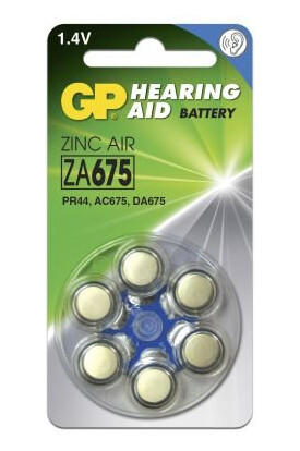 GP ZA675 Zink-Luft Høreapparatbatterier 6-pakning - Blå