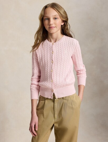 Ralph Lauren Kids Mini-Cable Cotton Cardigan Pink 129-130