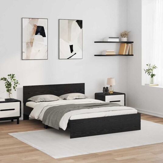 Sengestamme Svart Eik 120 x 200 cm Konstruert tre Sengestamme Svart Eik 120 x 200 cm Konstruert tre
