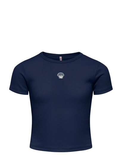 Kids Only Kogelva June Emb S/S Tee Cs Jrs Navy 122 128