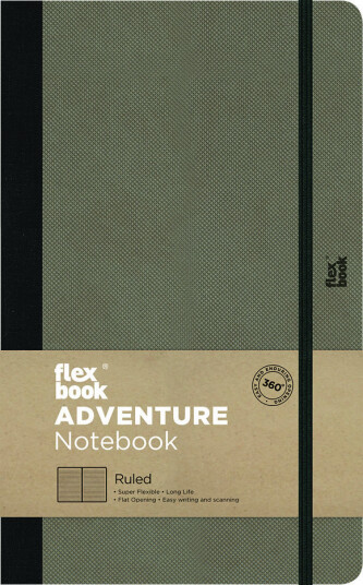 Notatbok Flex grå/grønn linj 13x21 cm