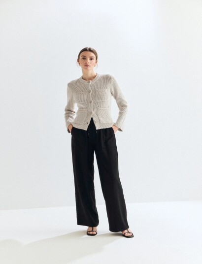 Newhouse Frankie Knitted Cardigan   Beige   S
