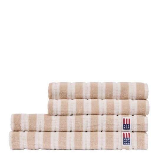 Lexington - Stripete frotté håndkle 100x150 cm lys beige/off white