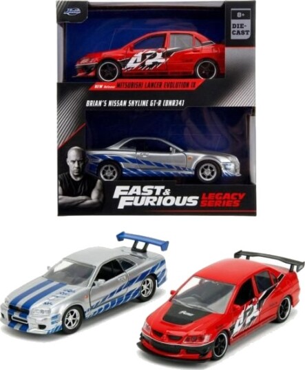 Jada Toys Fast & Furious Twin Pack Mitsubishi Lancer Evolution IX & Nissan Skyline GT R Modellbil 1:32