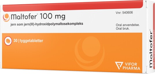 Maltofer 100 mg tyggetabletter 30 stk