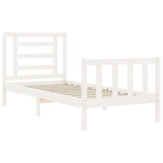 vidaXL Sengeramme med hodegavl hvit 3FT single heltre