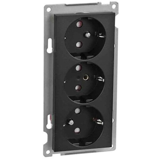 Elko Stikkontakt 3-veis innfelt med sentralplate S1093 PT Sort - 1511561 Elko Stikkontakt 3-veis innfelt med sentralplate S1093 PT Sort - 1511561