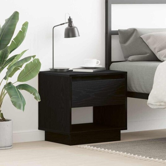  Nattbord Svart Eik 45x34x48 cm Konstruert Tre