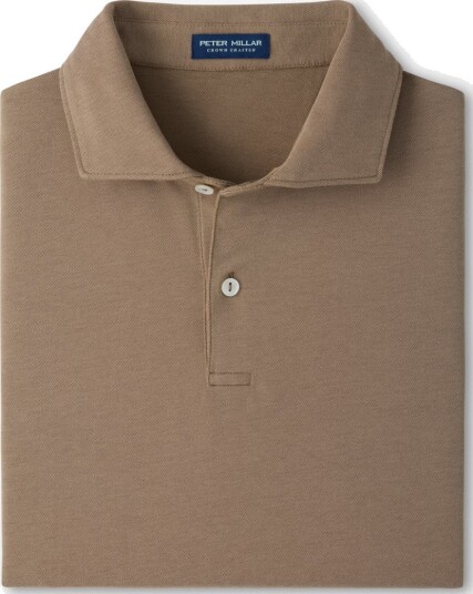 Peter Millar Albatross Cotton Blend Pique Polo Golf pologenser herre Light Mocha X Large