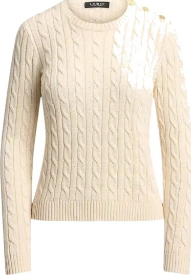 Lauren Ralph Lauren   Topp Br Rayon Pltd Ctn Sweater Pullover   Hvit